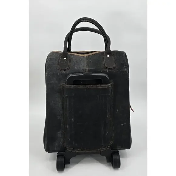 Mona B Revive Roller Bag – Black Canvas & Vegan Leather Trim Luggage & Travel Bags